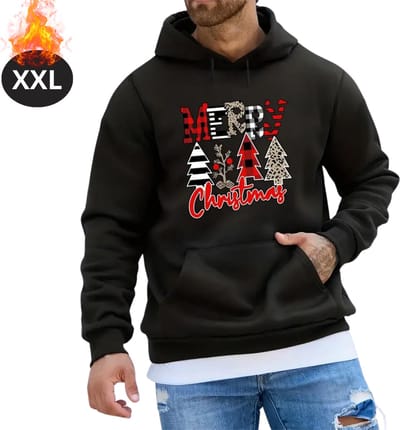 Bovista Kersttrui - Heren - Foute Kersttrui - Christmas Sweater - Kerst Sweater - Christmas Jumper - Hoodie - Zwart - XXL