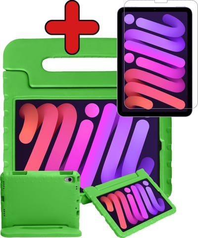 Hoesje - Geschikt voor Apple iPad Mini 6 (2021) - 8.3 inch - 6e Generatie - Met Screenprotector - Kinderhoes - Shockproof Bumper - Kidsproof Case - Tablethoes - Kinder Hoes Cover - Groen