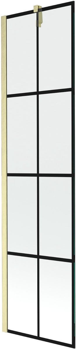 Mexen Next badscherm 1-delig 50 x 150 , zwart raster, goud geborsteld - 895-050-000-00-77-55