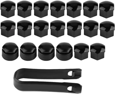 Dailygoody - Wielmoerkappen - Automatische Bescherming - 20 Stuks - Zwart - Bescherming voor Schroeven - Onderdeel voor Auto - 17mm Formaat
