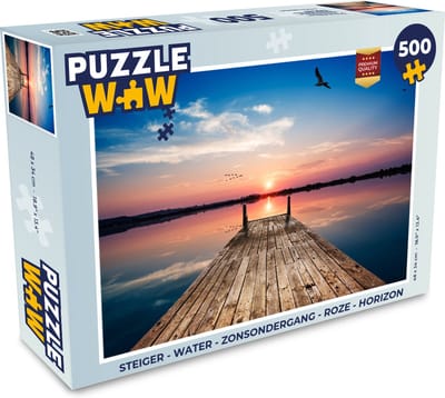 Puzzel Steiger - Water - Zonsondergang - Roze - Horizon - Legpuzzel - Puzzel 1000 stukjes volwassenen