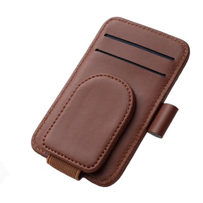 Consumerce® Luxe Magnetische Auto Organize Clip – Bruin – PU-Leer – Brilhouder – Brillenhouder – Zonnebril Houder – Bril Opbergsysteem – Brillenrek – Zonnebrillen - Brillen