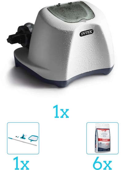 Intex QS1200 zoutwwatersysteem - Zwembaden tot 56.800 liter inclusief Zwembadzout (6 stuks) en Schoonmaakset