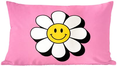 Sierkussens - Kussentjes Woonkamer - 60x40 cm - Smiley - Bloem - Roze
