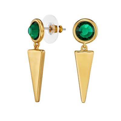 Traveller Oorhangers - Oorbellen Dames - Goud - Kristal - Smaragd - Preciosa Crystals - Verguld - Hangers - 35 x 10 mm - 157754