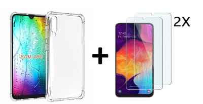 Hoesje Geschikt Voor Samsung Galaxy A50s/A30s Anti Shock Back hoesje + 2 StuksGlazen Screenprotector