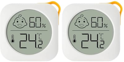 2x Digitale Mini Thermo-Hygrometer voor Binnenklimaat Met Smiley Indicator
