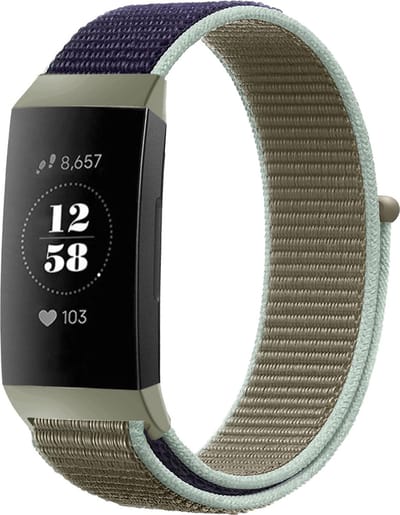 Strap-it Nylon bandje - geschikt voor Fitbit Charge 3 / Fitbit Charge 4 - kaki
