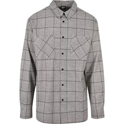 Urban Classics - Long Oversized Checked Greyish Overhemd - M - Grijs/Zwart