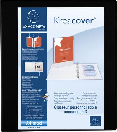 Exacompta 10x Kreacover Ringband in PP met 4 D-ringen van 40mm - A4 maxi - Zwart - 51843NE