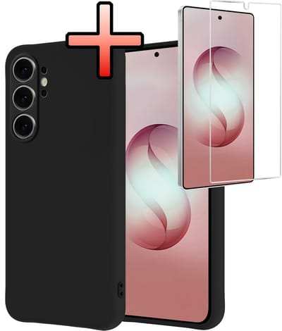 Hoesje - Met Screenprotector - Geschikt voor Samsung Galaxy S26 Ultra - Sterk & Shockproof - Back Cover - Siliconen Case - Telefoon Hoes - Zwart
