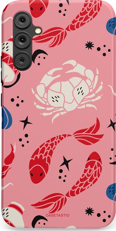 Casetastic hoesje geschikt voor Samsung Galaxy A34 (2023) 5G - Dubbellaagse bescherming - Zodiac in kleur - Fashion Case - Lichtroze Koraal Perzik
