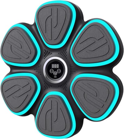 Bokstrainingsmachine - Muziek boksmachine - Familiefitness - Interactieve LED verlichting - 40.5 x 6 x 38 cm - Zwart
