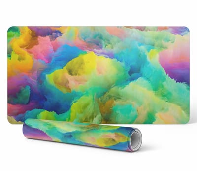 Vinyl beschermmat voor op de werkplek, kleurrijke wolken, 90x45 cm
