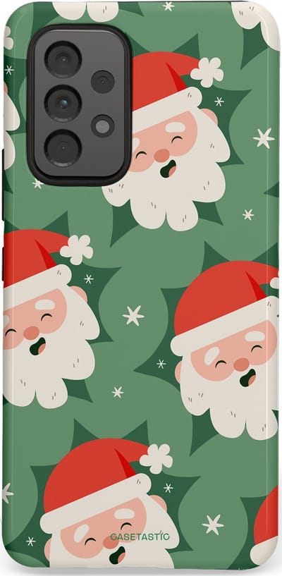 Casetastic hoesje geschikt voor Samsung Galaxy A53 (2022) 5G - Dubbellaagse bescherming - Vrolijke Kerstmannen in de Sneeuw - Fashion Case - Saliegroen Wit Perzik Crème