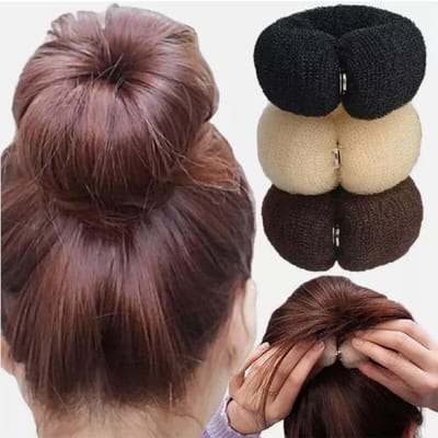 Dailygoods- Haar Bun Maker 20 cm - 3 Stuks - Donut Vorm - DIY Haar Styling Tool - Lichtgewicht - Zacht Nylon/Koper - Snap Design - Haarbun