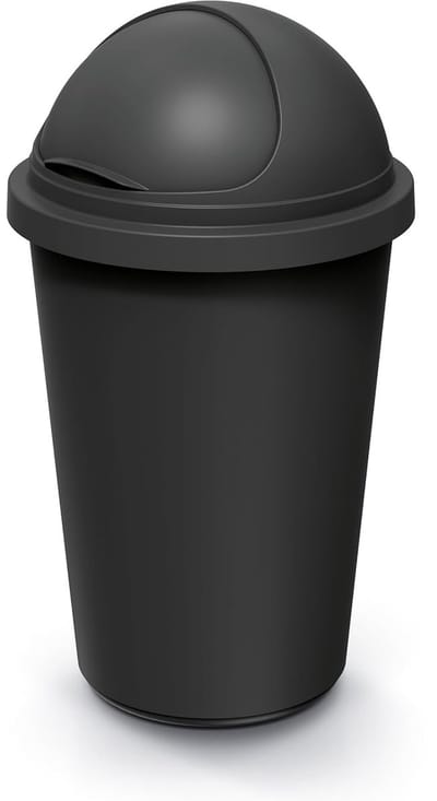 PromoHome Vuilnisbak Keuken 50 Liter Rond Schuifdeksel 100% Gerecyclede Kunststof Afvalemmer Prullenbak Zwart 70x40cm Duurzaam Milieuvriendelijk