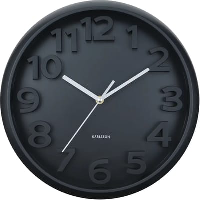 Karlsson Wandklok Elevated Classic Numbers - Mat zwart - 5x33.5x33.5cm - Wandklok Scandinavisch