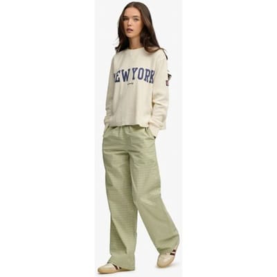 Superdry Mini Check Katoenen Broek Yellow Grootte: 34