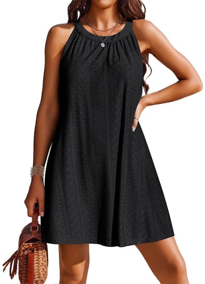 Dailygoods- Strandjurk Dames - Mouwloos - Holle Cover Up - Lichtgewicht - Zomer Strandjurk - Ademend Materiaal - Ronde Hals - Beach Dress