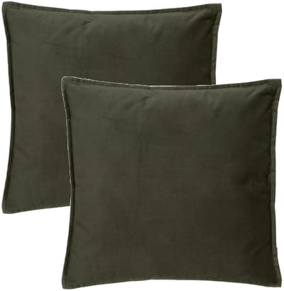 Atmosphera Bank/sierkussens huiskamer Sophia - 2x stuks - 52 x 52 cm - Olijfgroen - polyester - met rits