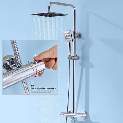 Sofetiy Max Regendouche met Thermostaatkraan - RVS Doucheset - Ø25 cm Douchekop - Regendoucheset - Verstelbare Hoogte 88-124 cm - Inclusief thermostaatkraan - Chroom