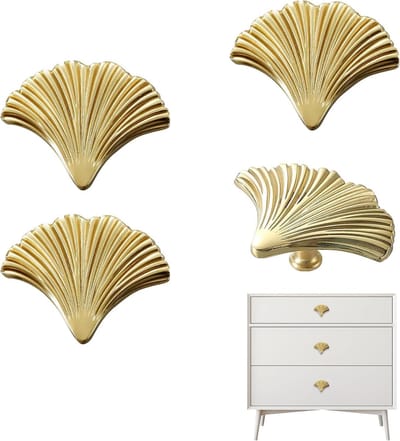 4 Stuks gouden kastknoppen, messing deurknoppen, kastknoppen goud, kastdeurgrepen met één gat, vintage meubelknoppen, gouden keukengrepen (Goud)
