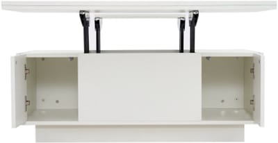 Moderne salontafel met dubbel hefmechanisme, verborgen opbergruimte – draagvermogen tot 50 kg, wit