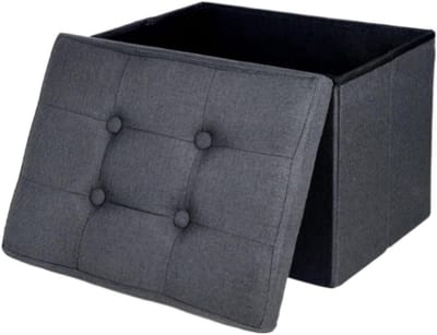 Voetenbank Poef - Krukje Opbergbox - Extra Zitplaats - Opvouwbaar Ontwerp - 42x33x33 cm - Grijs