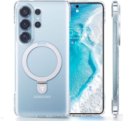 TORRAS Ostand Q1 Slim Hoesje voor Samsung Galaxy S26 Ultra - Transparante Hard Case - Open-Frame Design - Met Kickstand - MagSafe Compatible