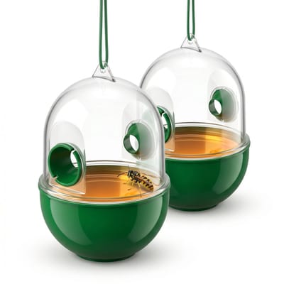 Cheqo® Wespenvanger Set van 2 - Wespenval - Anti Wesp - Wespenverjager - Wespen Vangen - Insectenval - Insectenvanger - Vliegenvanger - Wespenvanger voor Buiten - Hangend voor in de Tuin - Wesp Trap - Wespenbestrijding - Groen/Transparant