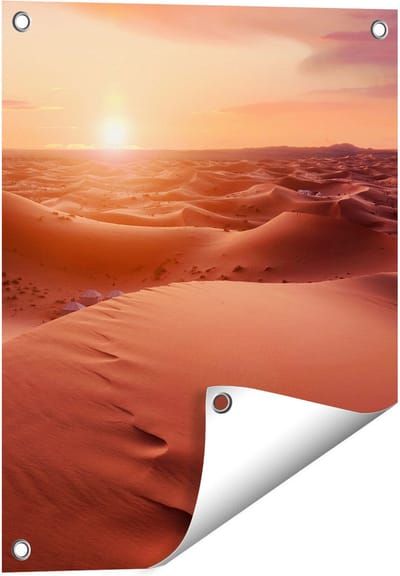 Gards Tuinposter Woestijn in de Sahara bij Zonsondergang - 40x50 cm - Tuindoek - Tuindecoratie - Wanddecoratie buiten - Tuinschilderij