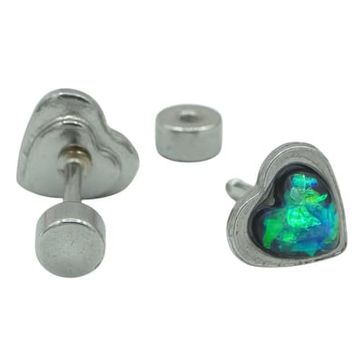 Stainless steel kinderoorbellen - Zwart hartje - Hypoallergeen & Waterproof - 5 mm