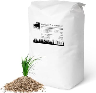 10 kg dry and drought-resistant grass seed for dry and shady grass, quick germinating, for approx. 400 m², ideal for new planting and seeding