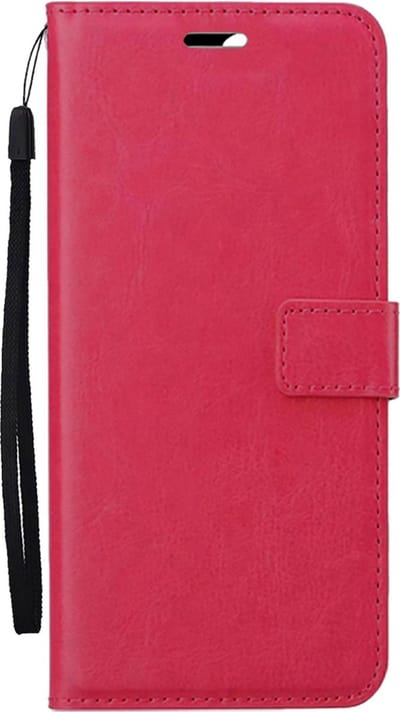 Hoesje Met Pasjeshouder - Geschikt voor Apple iPhone 16 - Luxe Bookcase Portemonee - Flip Case - Kunstleer Book Case - Flipcase - Book Cover - Walletcase - Portemonneehoes - Donkerroze