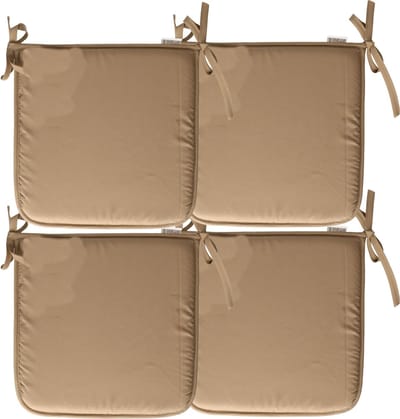 Stof Textile Home stoelkussens - 4x - beige - 38 x 38 x 3 cm - voor binnen - touwtjes sluiting - zitkussens plat - vierkant