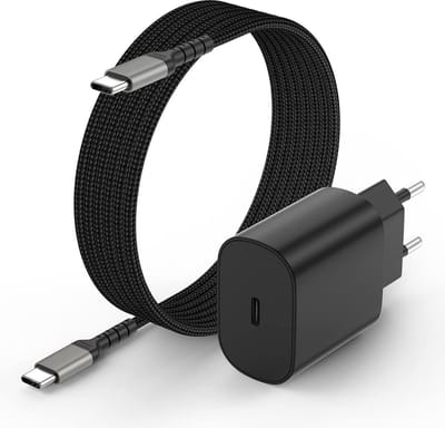 USB C Adapter - Oplader met usb-c naar usb-c kabel - Snellader 25W - Zwart