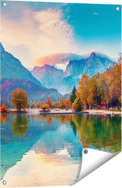 Gards Tuinposter Meer - 60x80 cm - Tuindoek - Tuindecoratie - Wanddecoratie buiten - Tuinschilderij