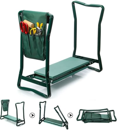 Novendo Goods – Tuin kniebank & werkstoel – Zachte EVA kniemat - Stevig stalen frame - Opvouwbaar tuinkrukje met zijtas voor langdurig comfort