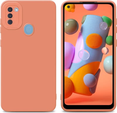 Cadorabo Hoesje geschikt voor Samsung Galaxy A11 / M11 in FLUID LICHT ORANJE - Beschermhoes gemaakt van flexibel TPU silicone Cover Fluid Case
