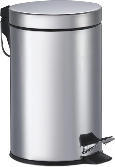 Prullenbak Rond - Afvalemmer Voetenpedaal - Keuken Afval Beheer - Met Voetpedaal - 12 Liter - Zilver