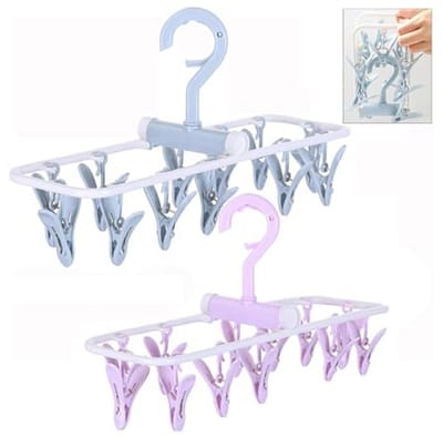 Opvouwbare Kledingdroogrekken met Clips en Draaibare Haak voor Handdoeken, Baby- en Ondergoed
