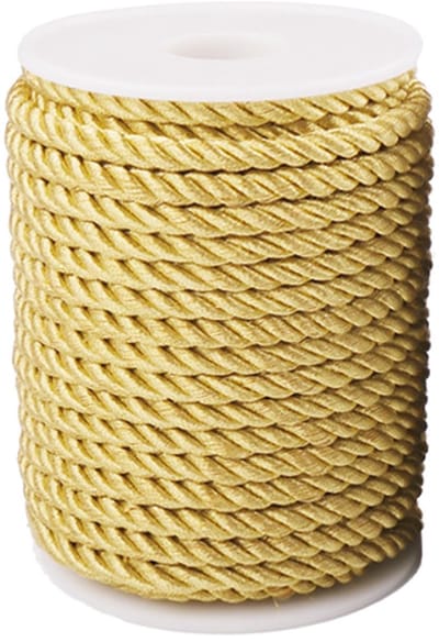 Decoratieve 6mm Gedraaide Koord in Goud, 3 Laags Polyester Touw voor Thuisdecoratie, DIY Projecten en Cadeautassen