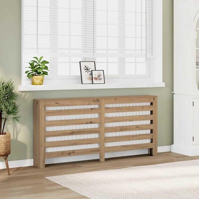 Radiatorbekleding - Houten ombouw - Woonkamer decoratie - Modern lattenontwerp - 149 cm breed - Eiken