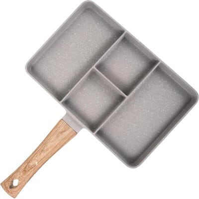 Koekenpan - Ontbijtpan Splitpan - Omeletten Bakken - Vier Delen - 35 cm - Zwart