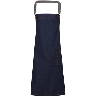 Premier Unisex Volwassenen District Waxed Look Denim Bib Apron (Indigo Denim)