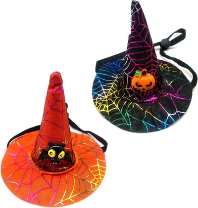 Verstelbare 2-delige Halloween Pet Witch Hat voor Katten en Honden - Cosplay Kostuum Accessoires voor Dierenfeest