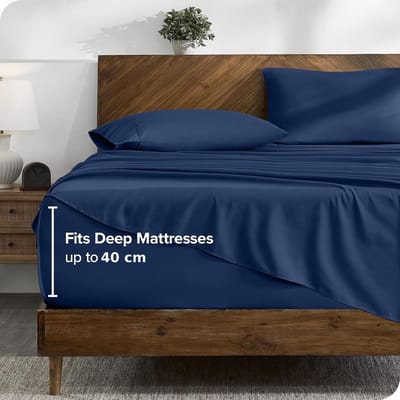 BOTC Hoeslaken - 180x200 cm - 40cm Matrasdikte - Het Ultieme Zachte Hoeslaken - 140 g/m² - 1 Stuk - Donkerblauw