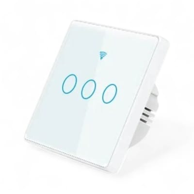 Smart WiFi Touch Lichtschakelaar | 3 knoppen | Wifi | App bediening | Inbouw | Geen nuldraad | Alexa Google Home | Wit