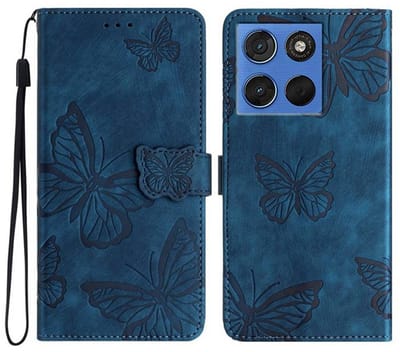 Coverup Hoesje - Geschikt voor Motorola Edge 70 Hoesje - Coverup Vlinders Book Case - Blauw